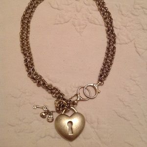 Fossil Heart locket necklace (sterling silver)